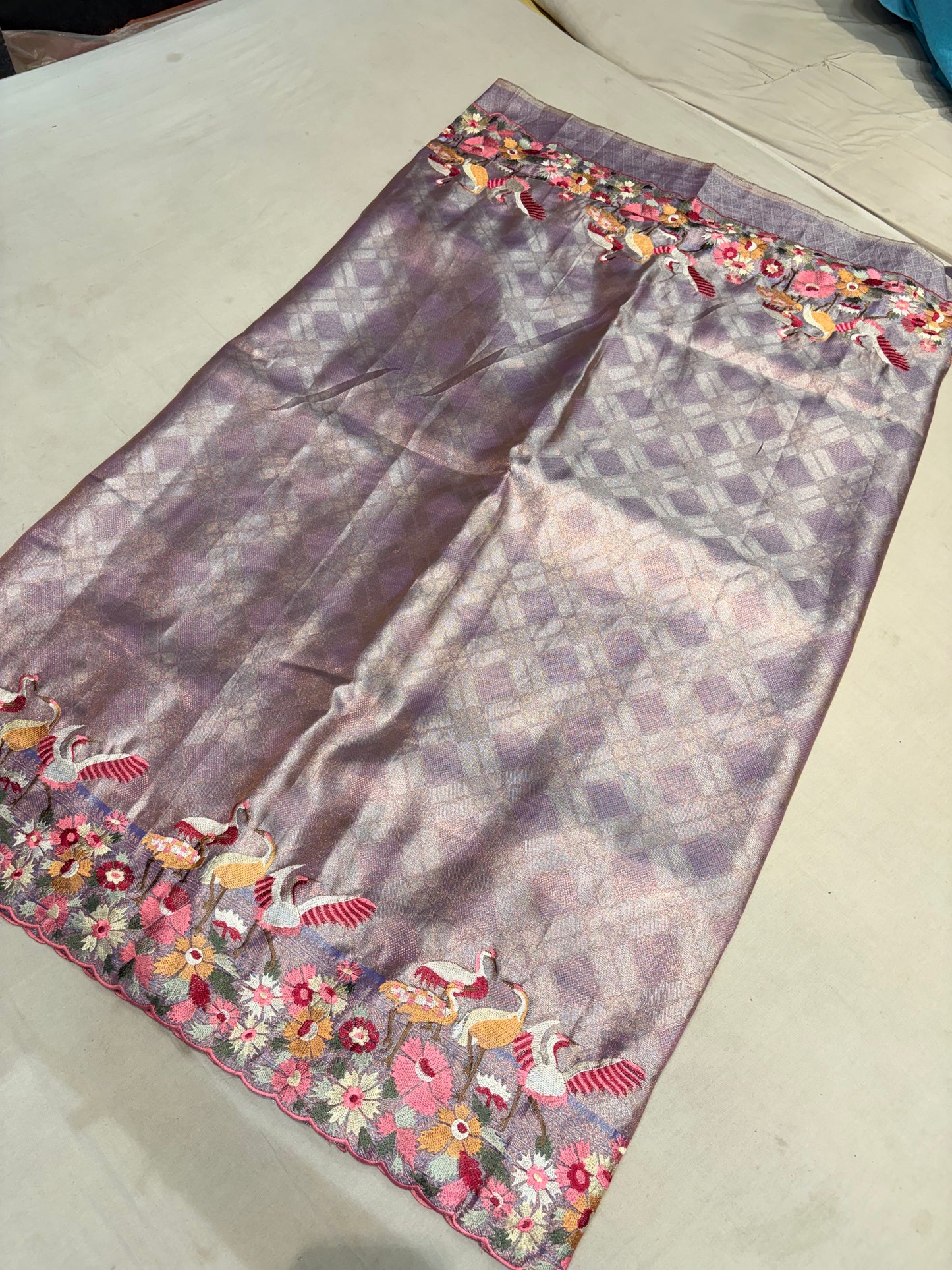 KANCHIPURAM TISSUE SILKS SAREE WITH EMBROIDERY WORK