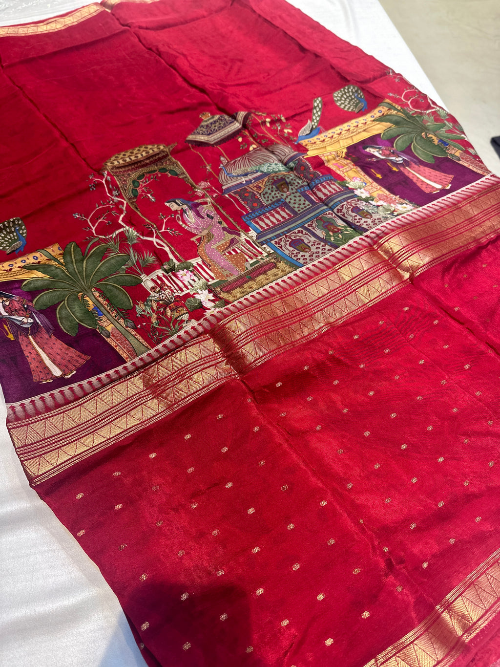 PREMIUM MOUNGA CREAPE WITH KALAMKARI PRINT