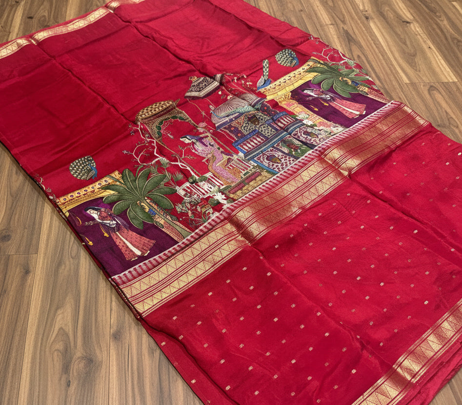 PREMIUM MOUNGA CREAPE WITH KALAMKARI PRINT