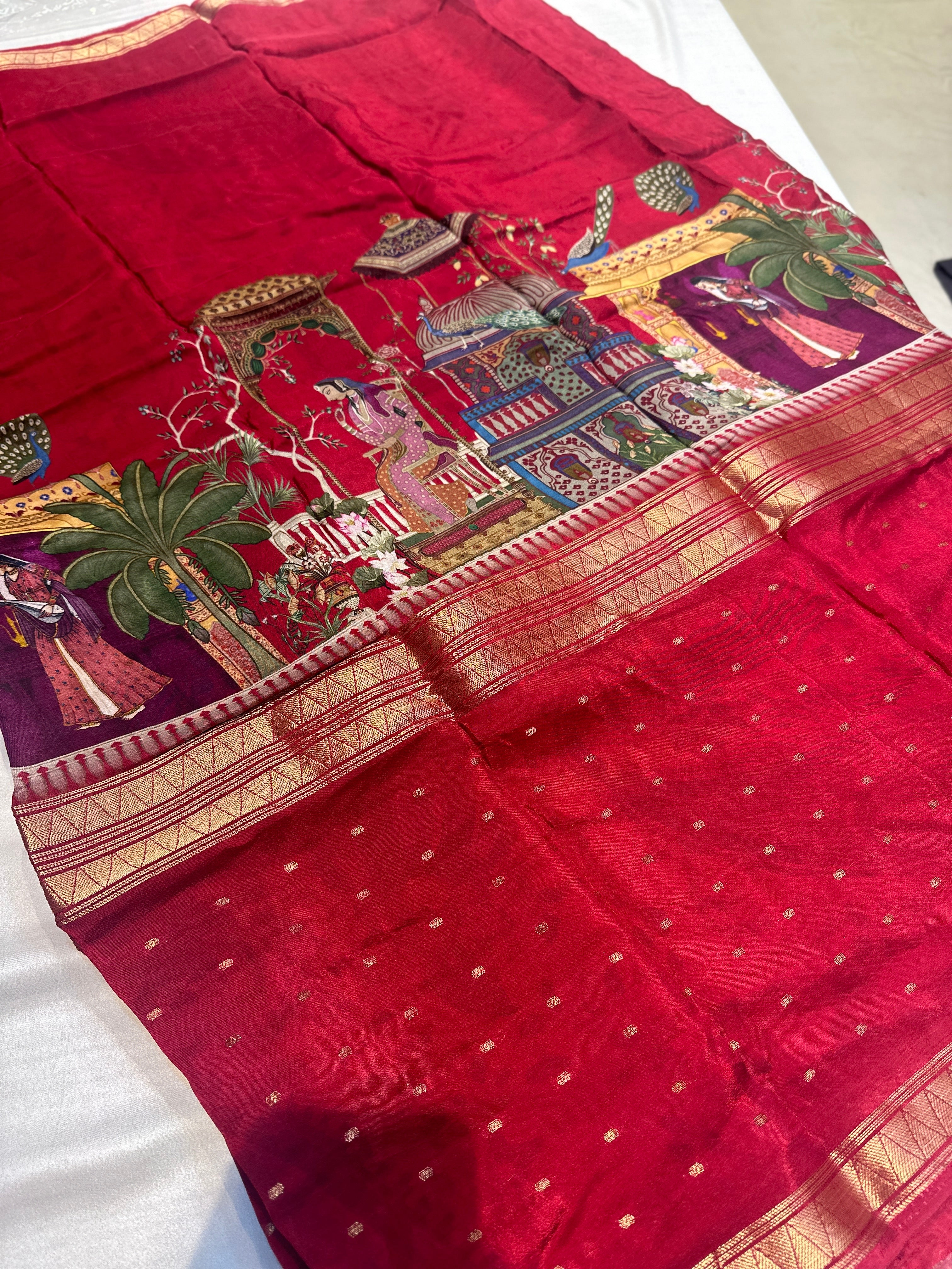 PREMIUM MOUNGA CREAPE WITH KALAMKARI PRINT