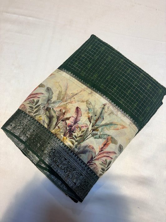 PREMIUM MOUNGA SILK WITH KALAMKARI BORDER