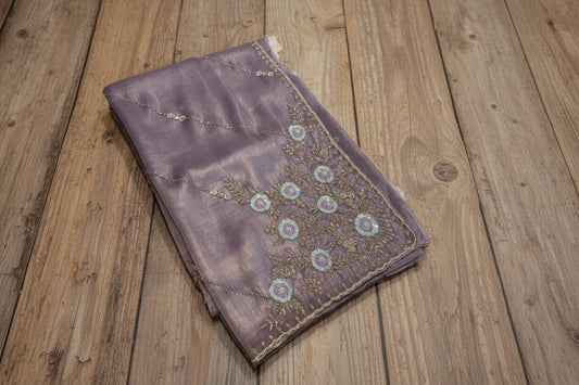SOFT GEORGETTE TISSUE SAREE WITH HANDWORK
