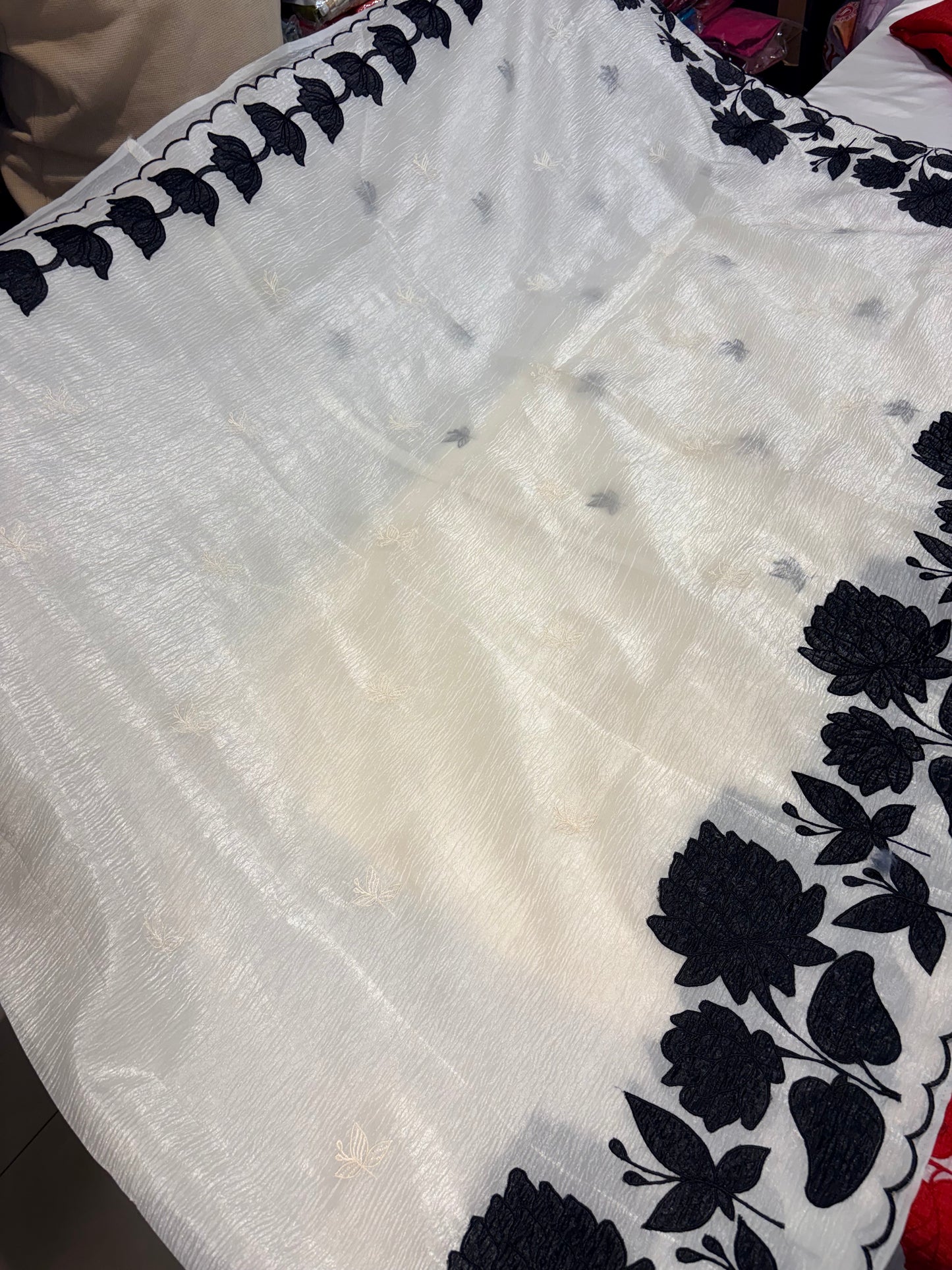 PREMIUM FANCY WEAR SAREE WITH APPLIQUE WORK