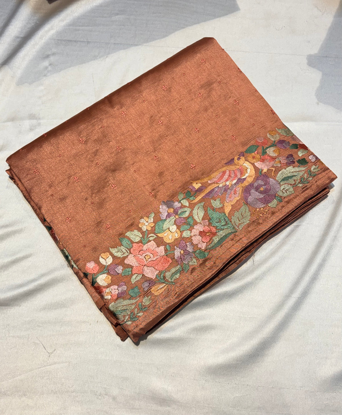 SOFT TUSSUR SILK SAREE WITH EMBROIDER WORK