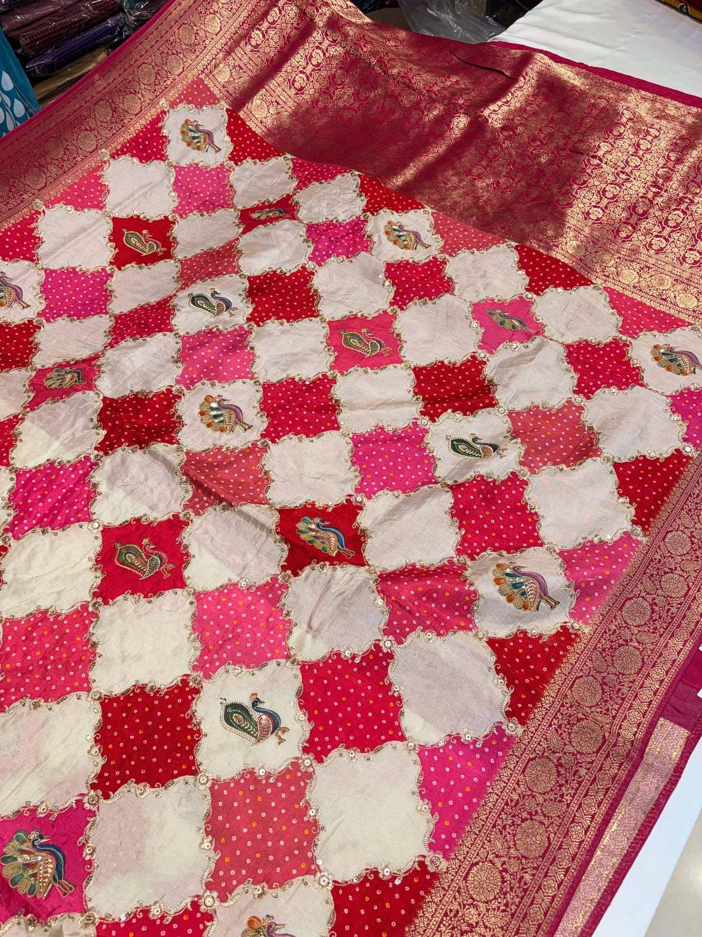 PURE PASHMEENA SILK SAREE WITH WORK