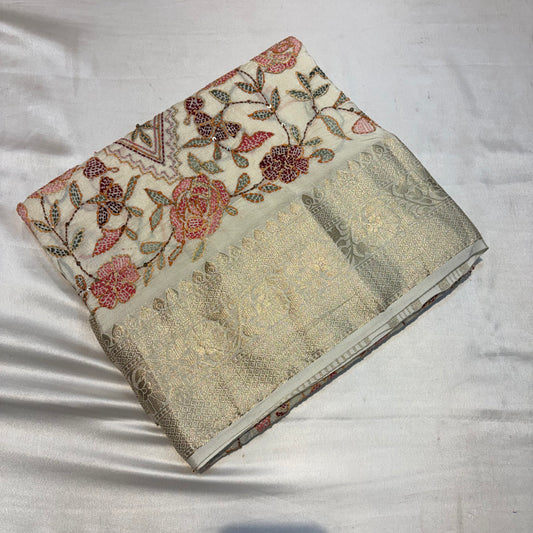 PREMIUM SOFT MOUNGA SILK WITH FRENCH KNOT WORK