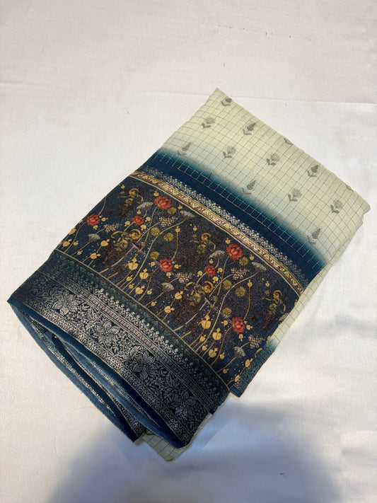 PREMIUM MOUNGA SILK WITH KALAMKARI BORDER