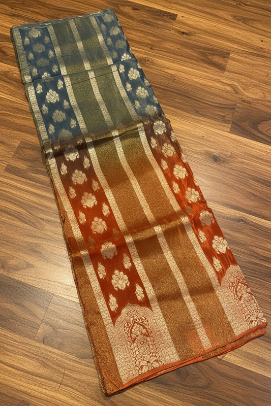 PREMIUM RAW CHINON CREAPE SAREE