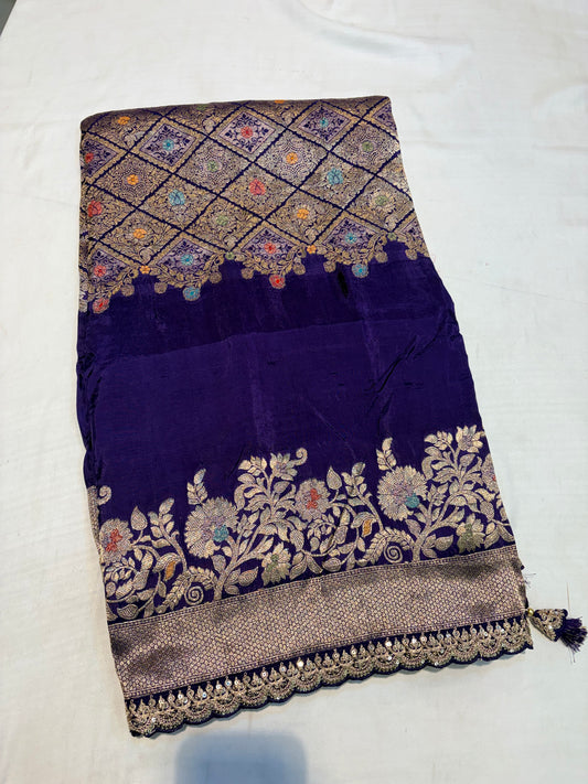 PREMIUM DESIGNER HO CREAPE SILK SAREE WITH LACE BORDER