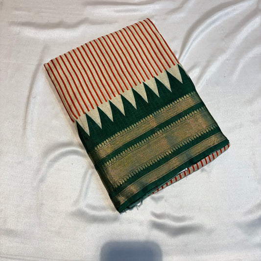 SOFT CHANDERI DOLA SAREES WITH GANGA YAMMUNA BORDER
