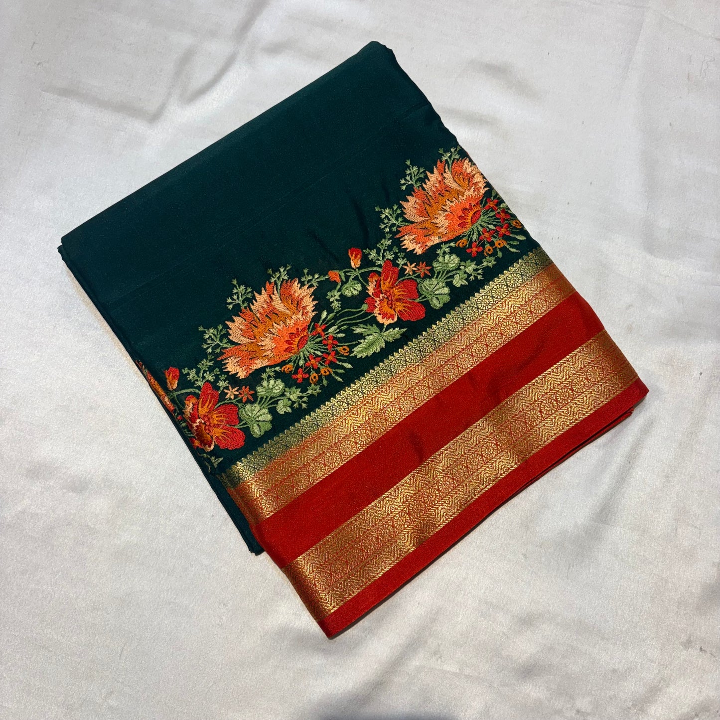 SEMI MYSORE SILK SAREE WITH EMBROIDERY SAREE