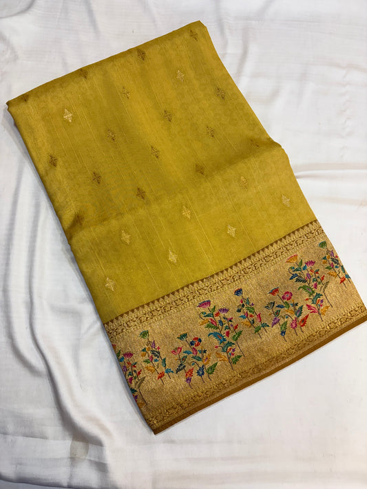 PREMIUM TUSSUR SILK SAREE WITH PASHMEENA BORDER