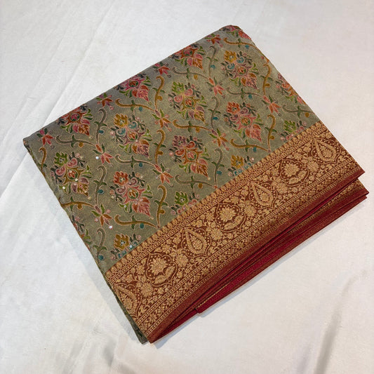 PURE PASHMEENA SILK SAREE WITH SEQUENCE WORK