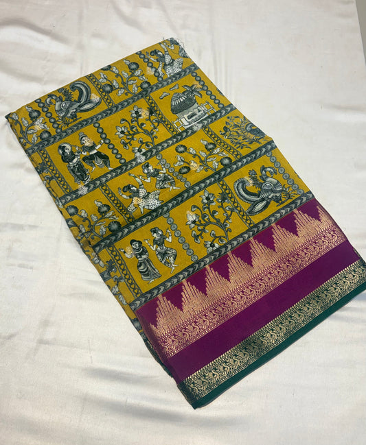PREMIUM KALAMKARI MOUNGA CREAPE SAREE