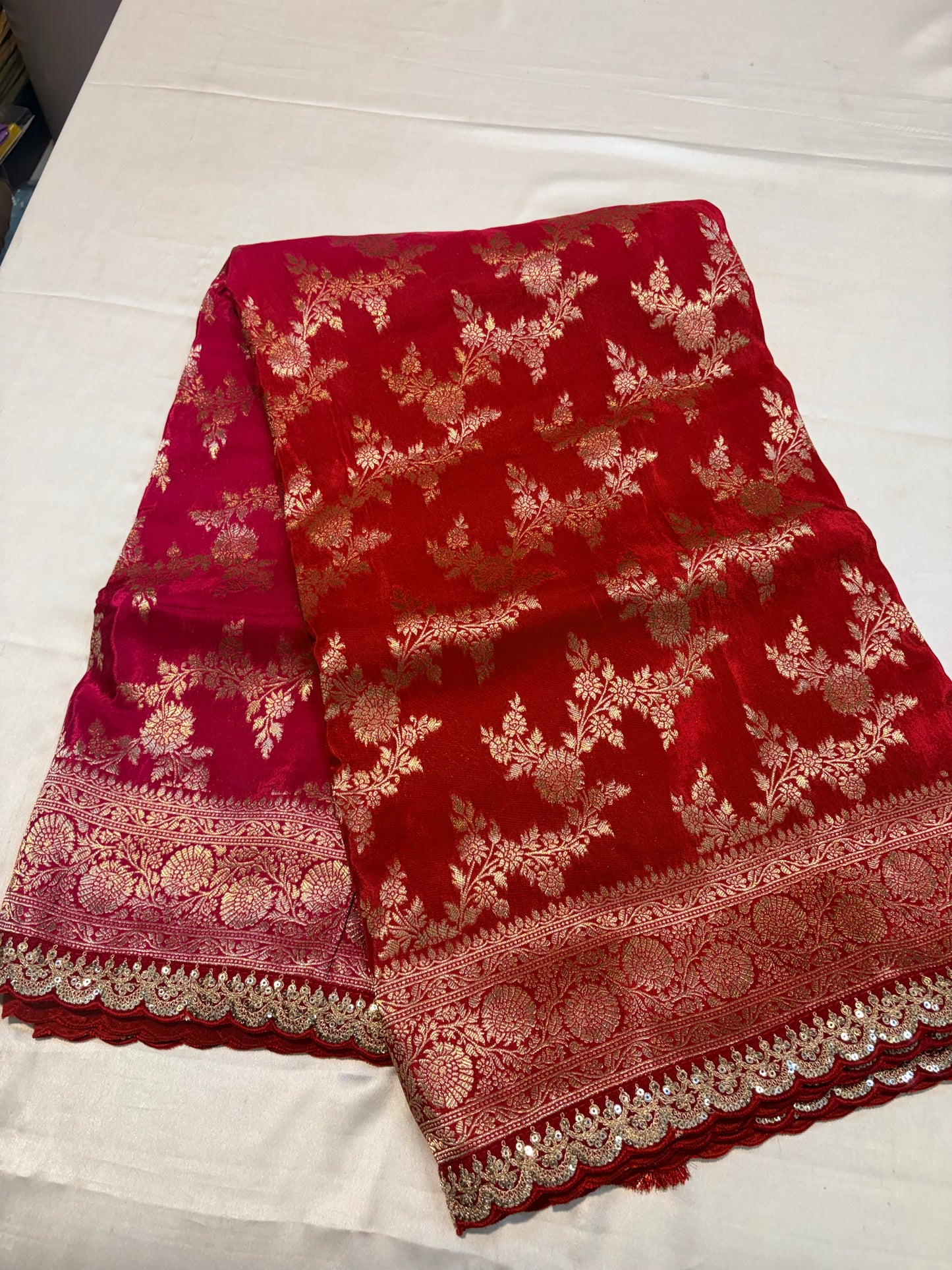 PURE SOFT ORGANZA BANARAS SILK SAREE WITH LACE BORDER