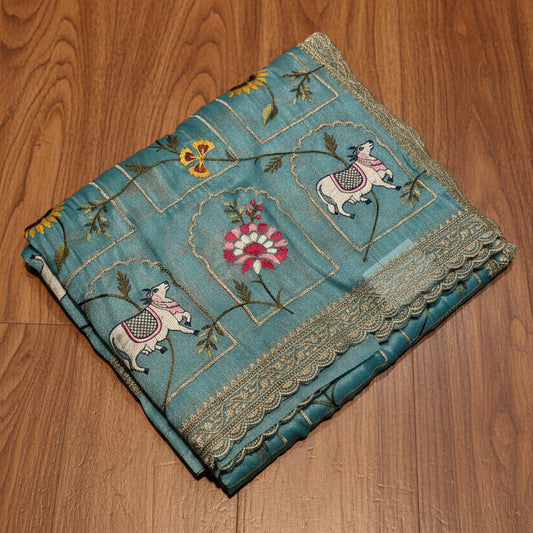 SOFT TISSUE FANCY SAREE
WITH PICHWAI EMBROIDERED WORK
