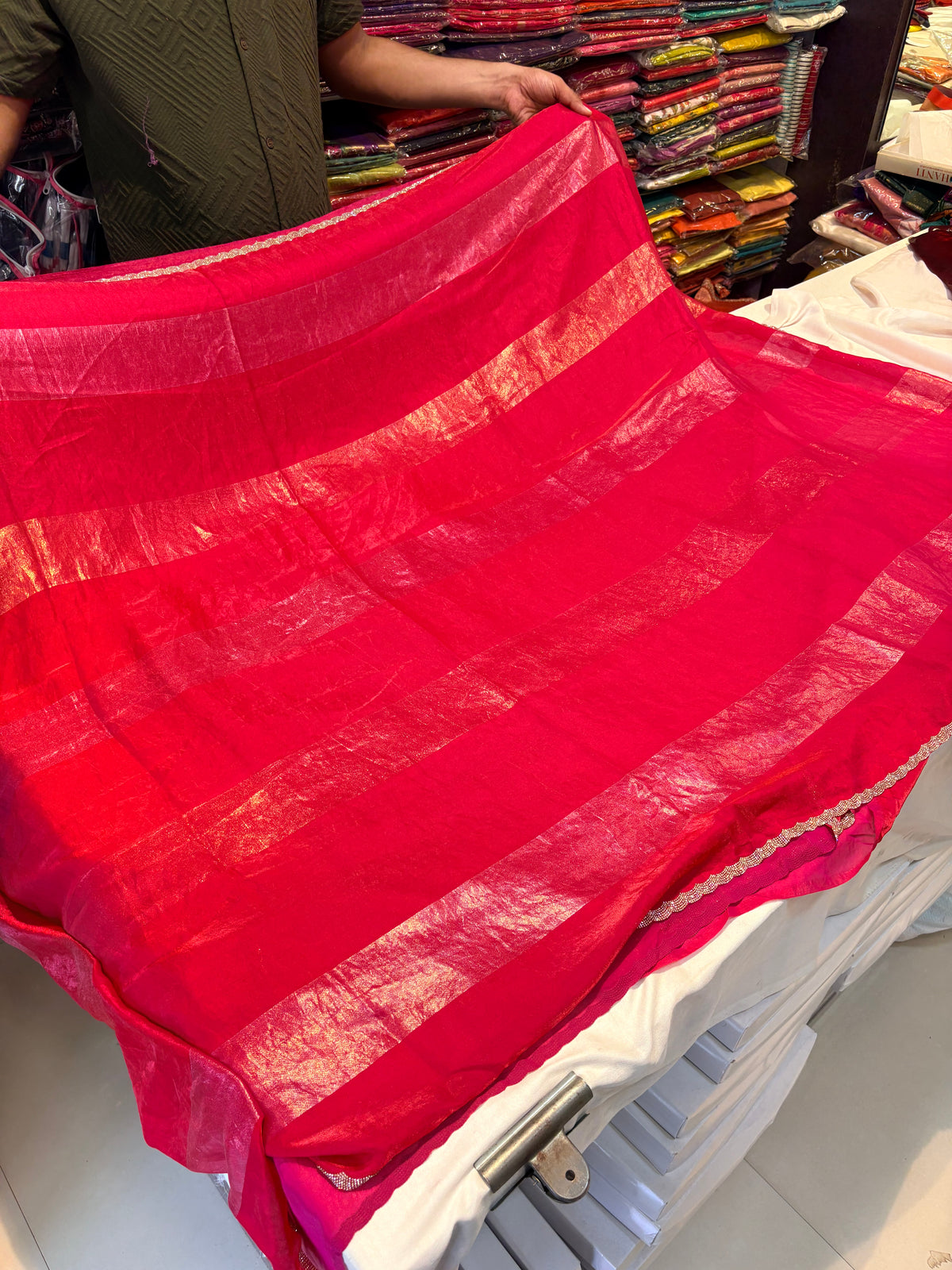 FANCY CHIFFON SAREE WITH BORDER WORK