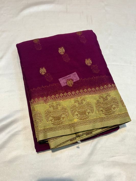 PREMIUM SEMI KHADDI GEORGETTE SAREE WITH ANTIQUE ZARI