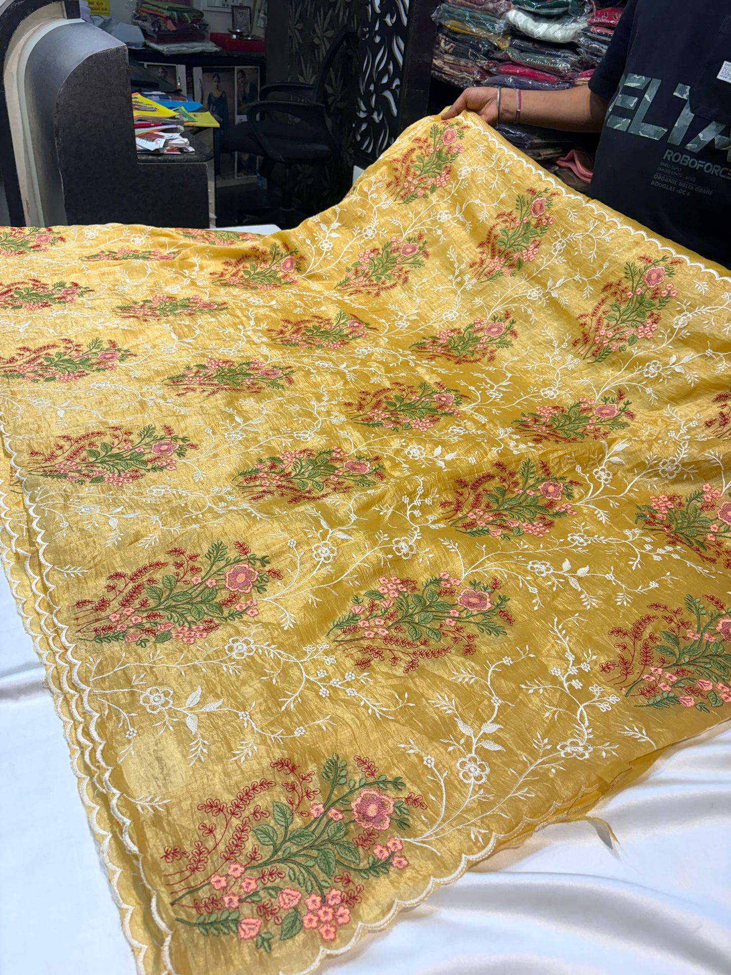 Soft fancy sarees with embroidery work