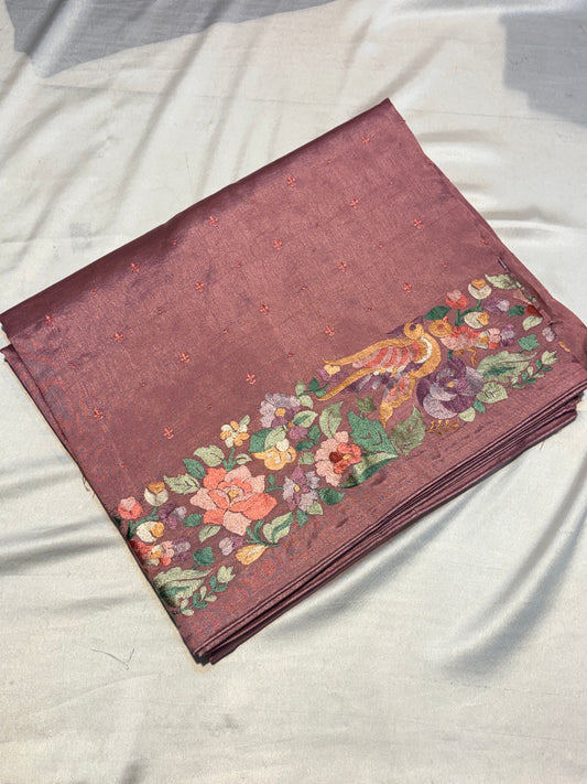 SOFT TUSSUR SILK SAREE WITH EMBROIDER WORK