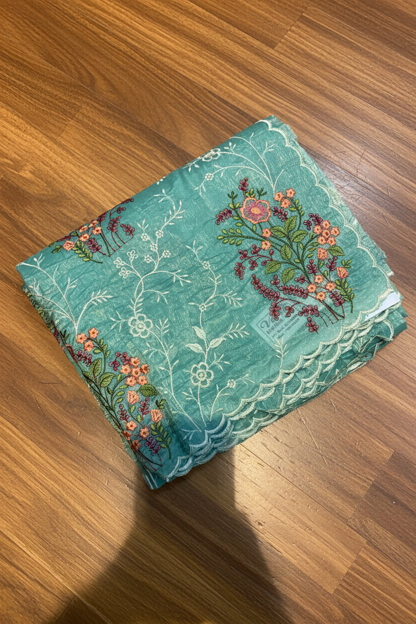 Soft fancy sarees with embroidery work