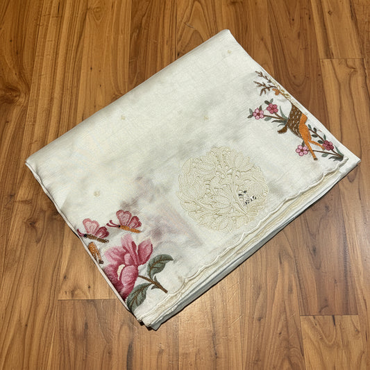 PREMIUM SOFT TUSSUR SILK WITH EMBROIDERY & CUTWORK