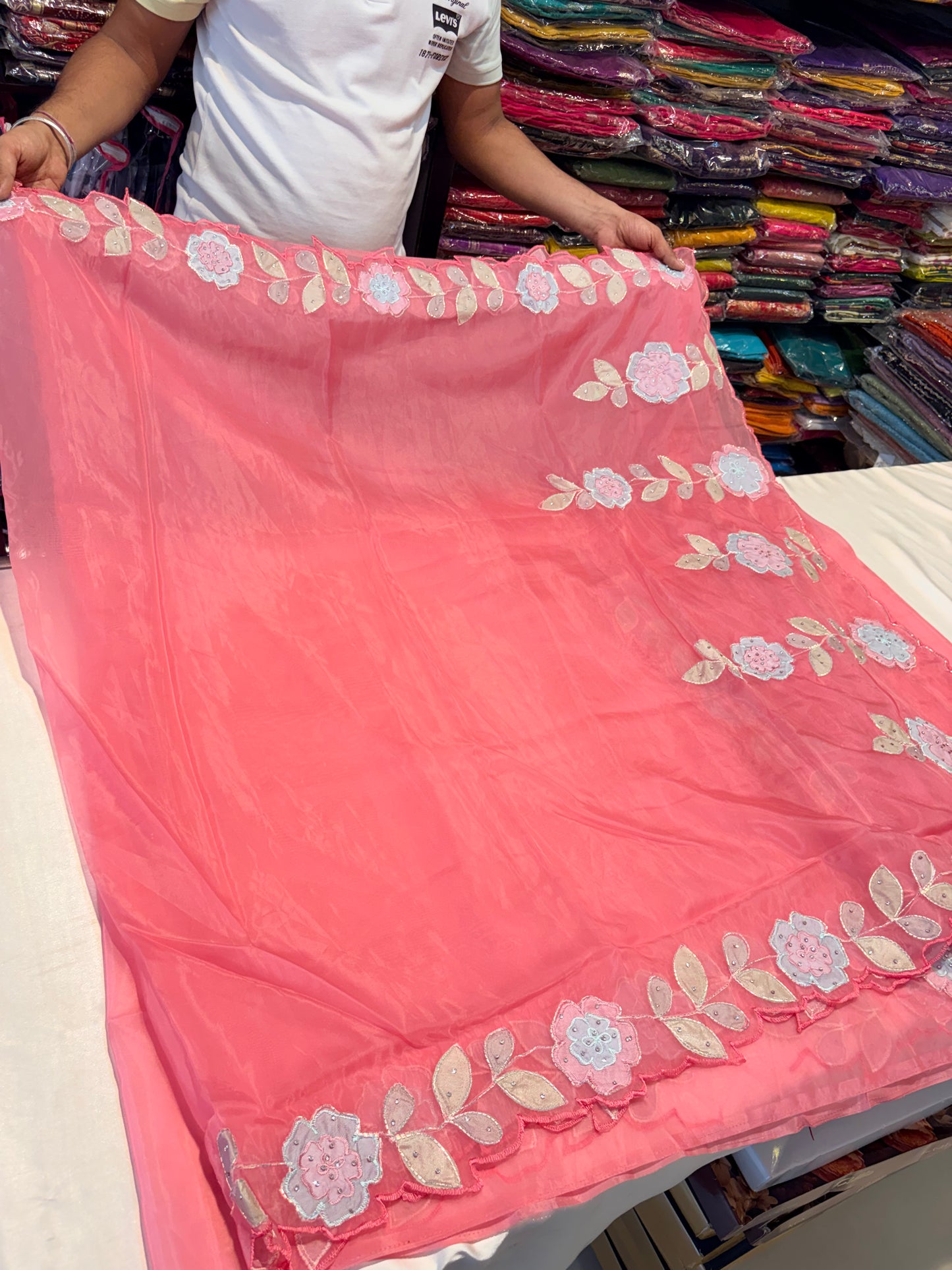 FANCY SAREES WITH APPLIQUE WORK SAREES