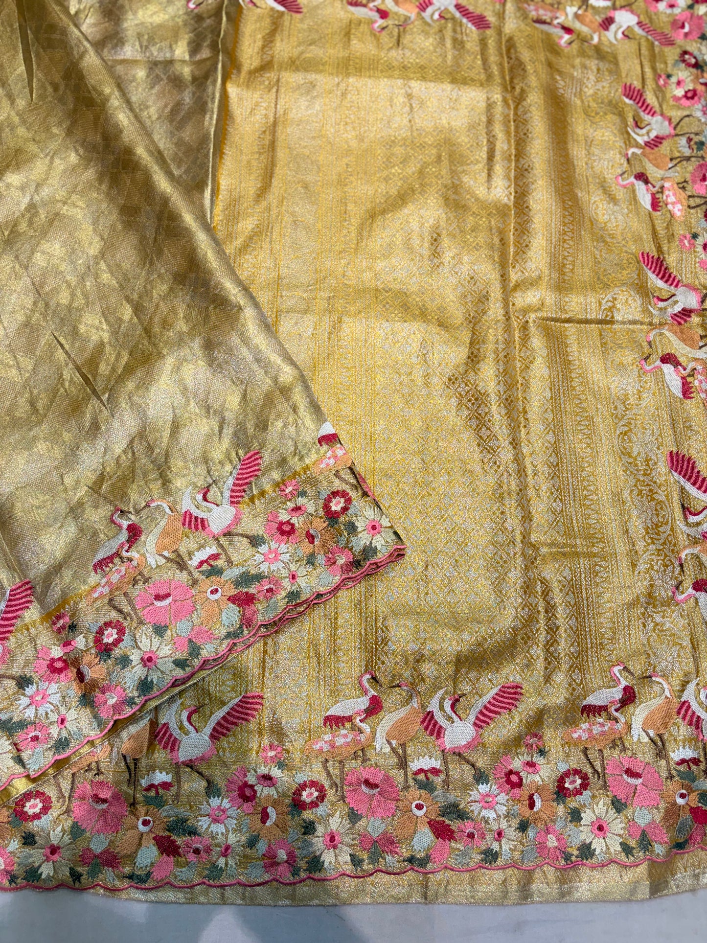 KANCHIPURAM TISSUE SILKS SAREE WITH EMBROIDERY WORK