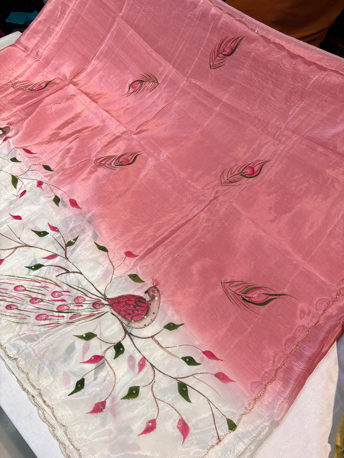 PREMIUM FANCY SAREE WITH HANDWORK AND HANDPAINT