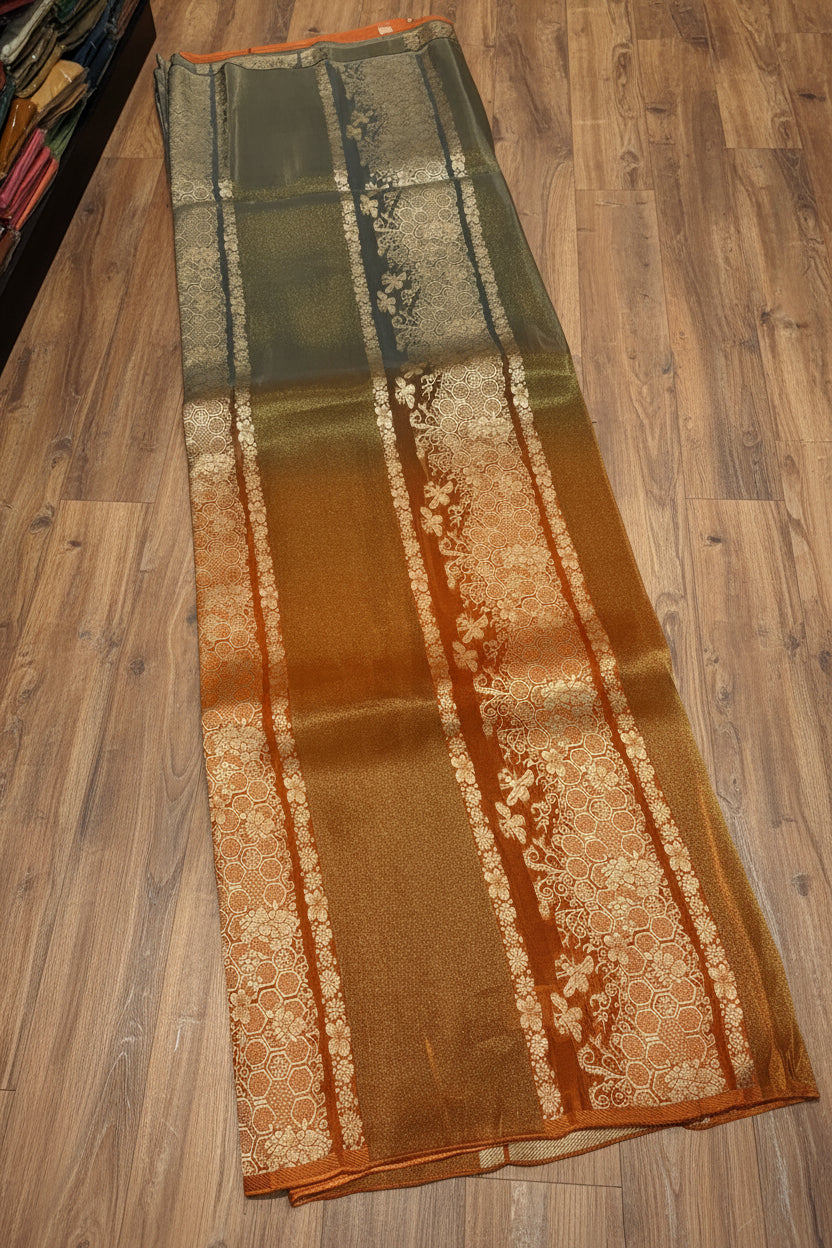 PREMIUM RAW CHINON CREAPE SAREE