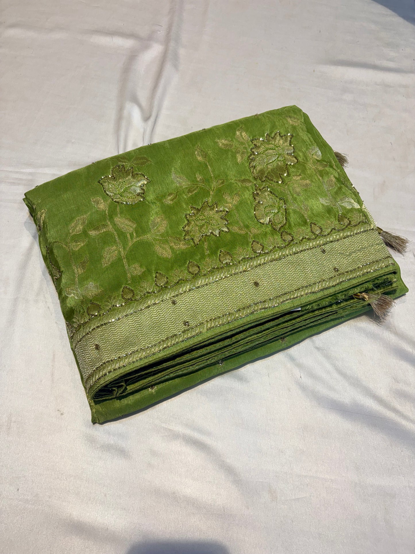 PURE MOUNGA SILK SAREE WITH HANDWORK