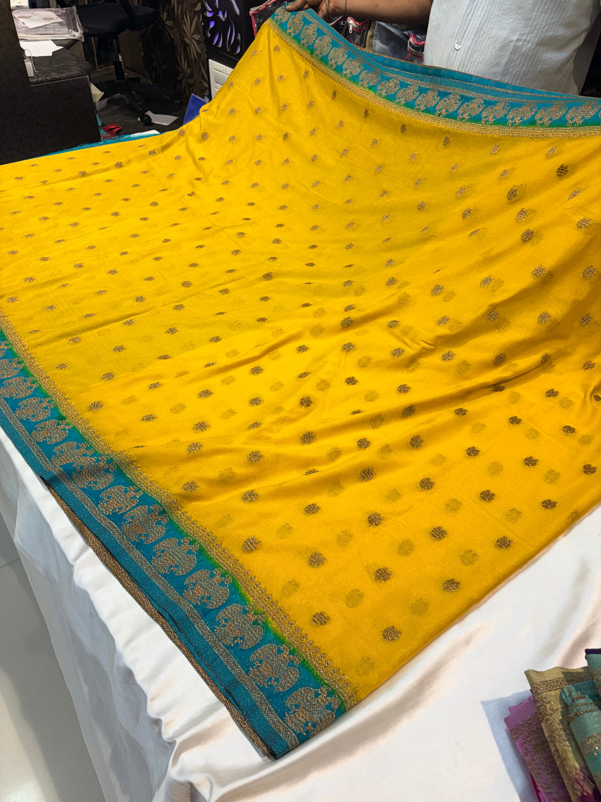 PREMIUM SEMI KHADDI GEORGETTE SAREE WITH ANTIQUE ZARI