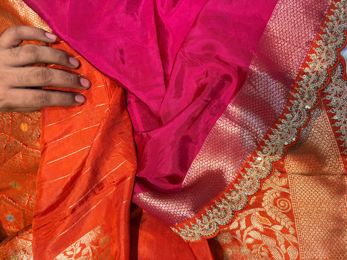 PREMIUM DESIGNER HO CREAPE SILK SAREE WITH LACE BORDER