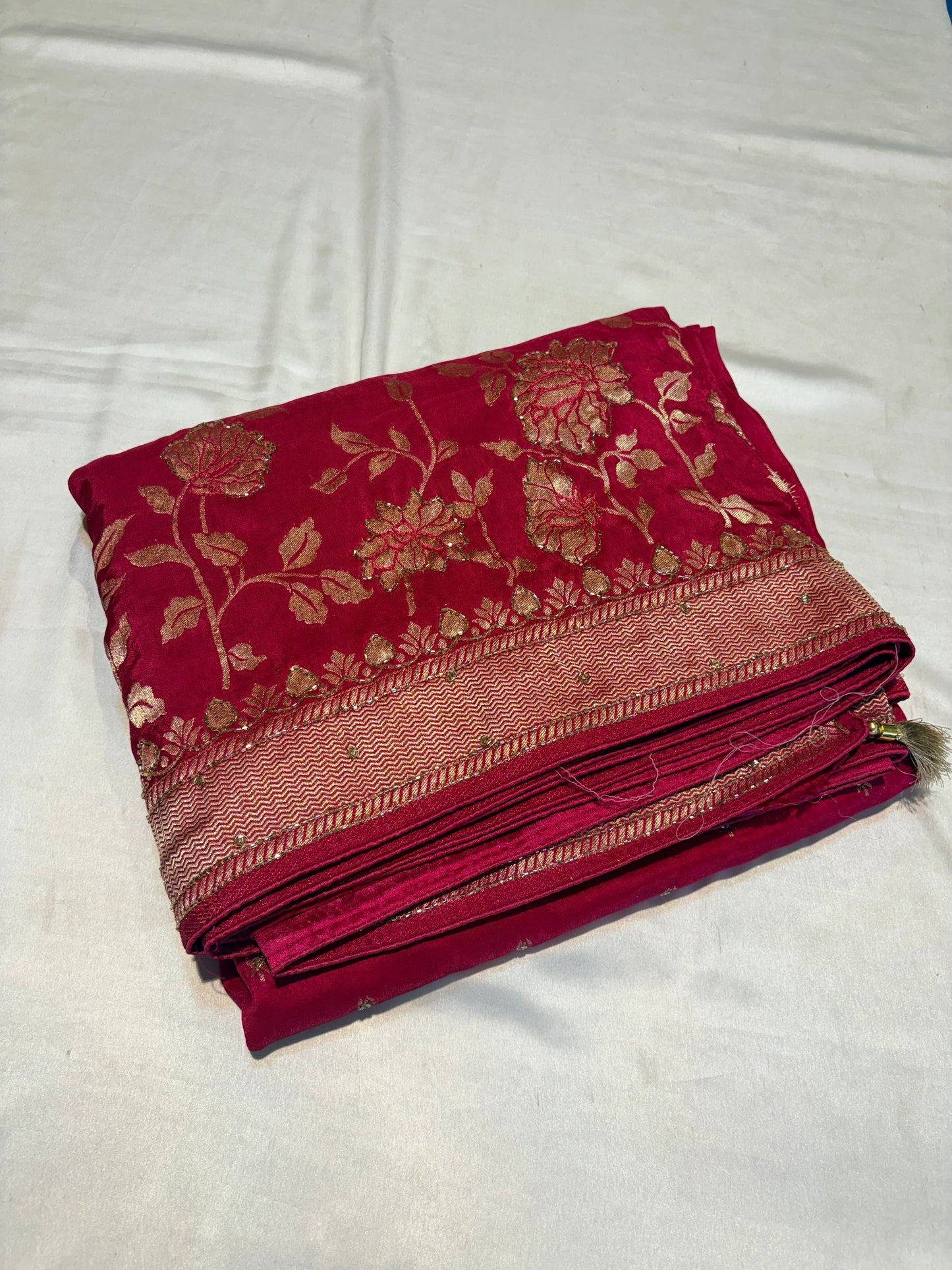 PURE MOUNGA SILK SAREE WITH HANDWORK