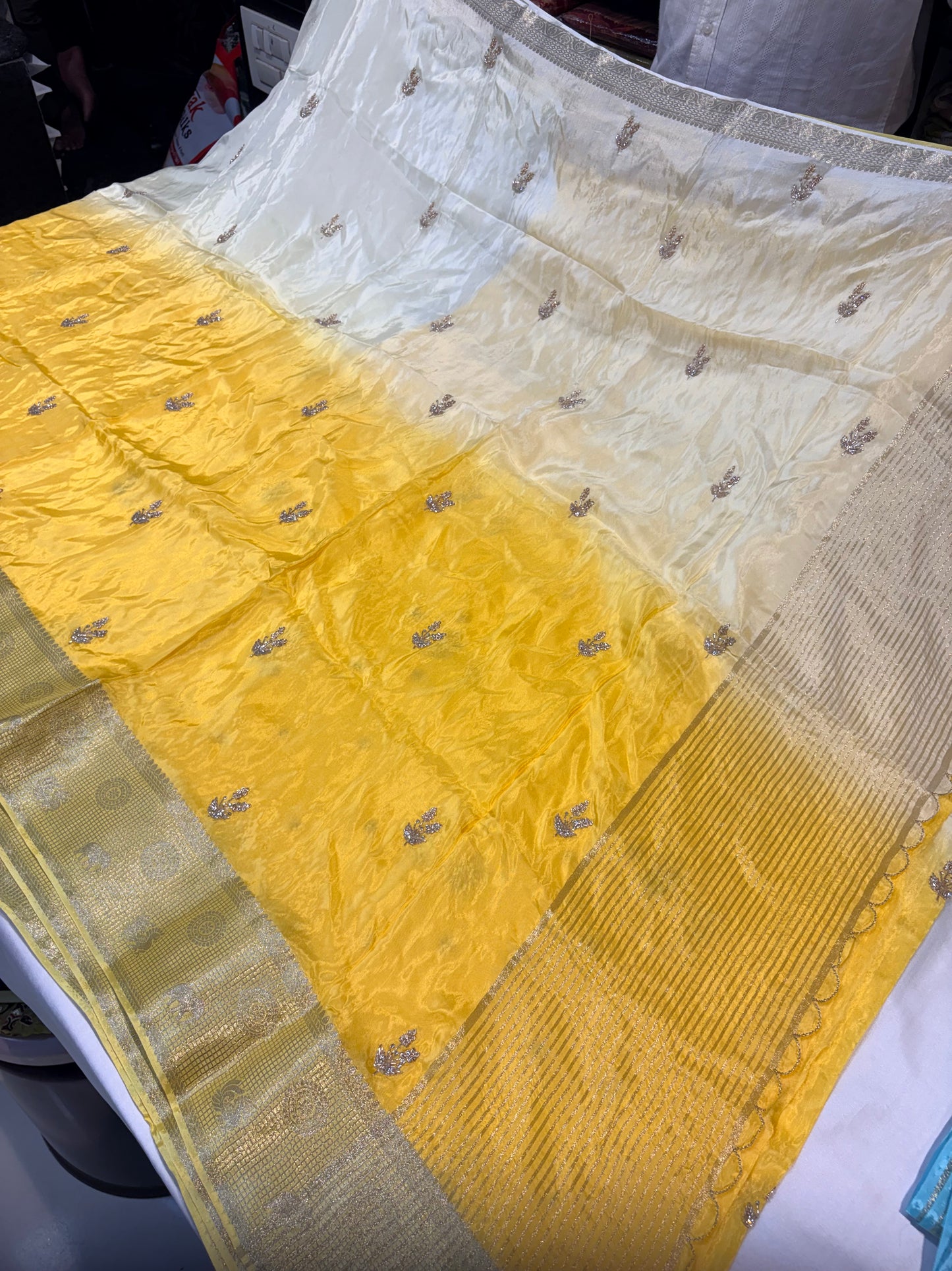 PREMIUM CHINON CREAPE SAREE WITH HANDWORK