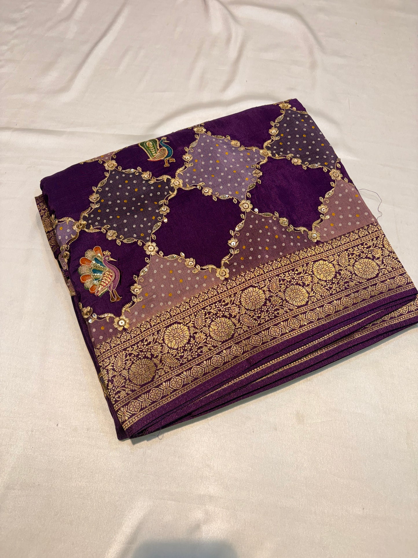 PURE PASHMEENA SILK SAREE WITH WORK