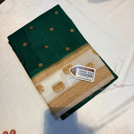 KHADDI GEORGETTE WITH ELEPHANT BUTTA BORDER