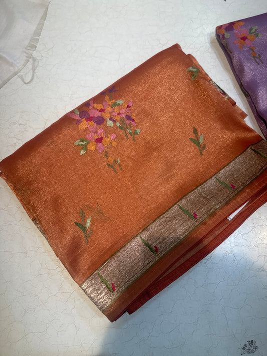 PURE SOFT TISSUE SILK WITH PAITHANI BORDER