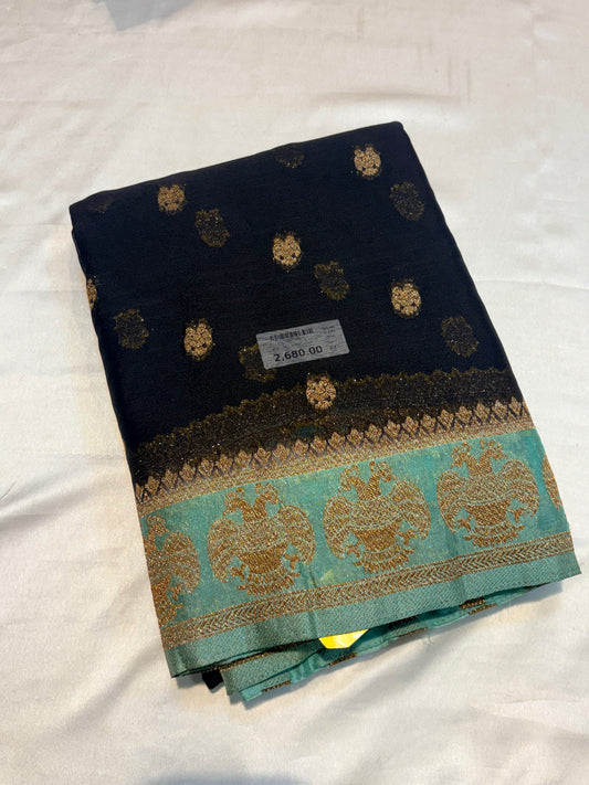 PREMIUM SEMI KHADDI GEORGETTE SAREE WITH ANTIQUE ZARI