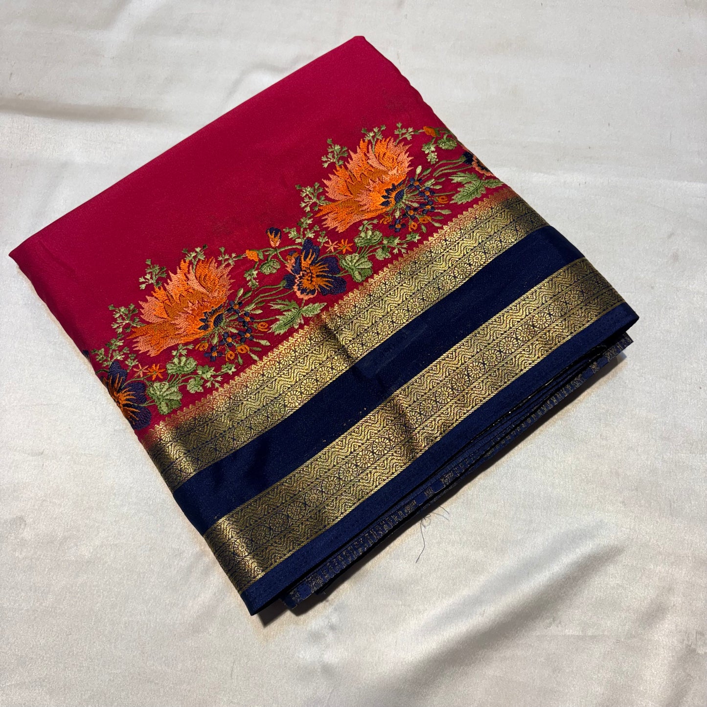 SEMI MYSORE SILK SAREE WITH EMBROIDERY SAREE