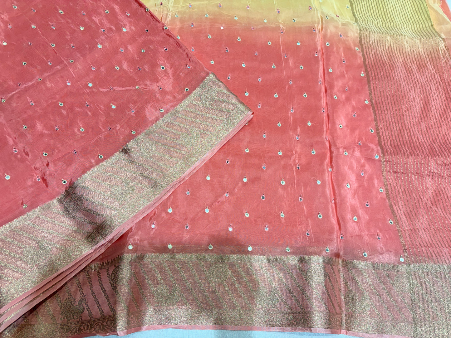 PREMIUM HO CREAPE SILK SAREES WITH MIROR WORK