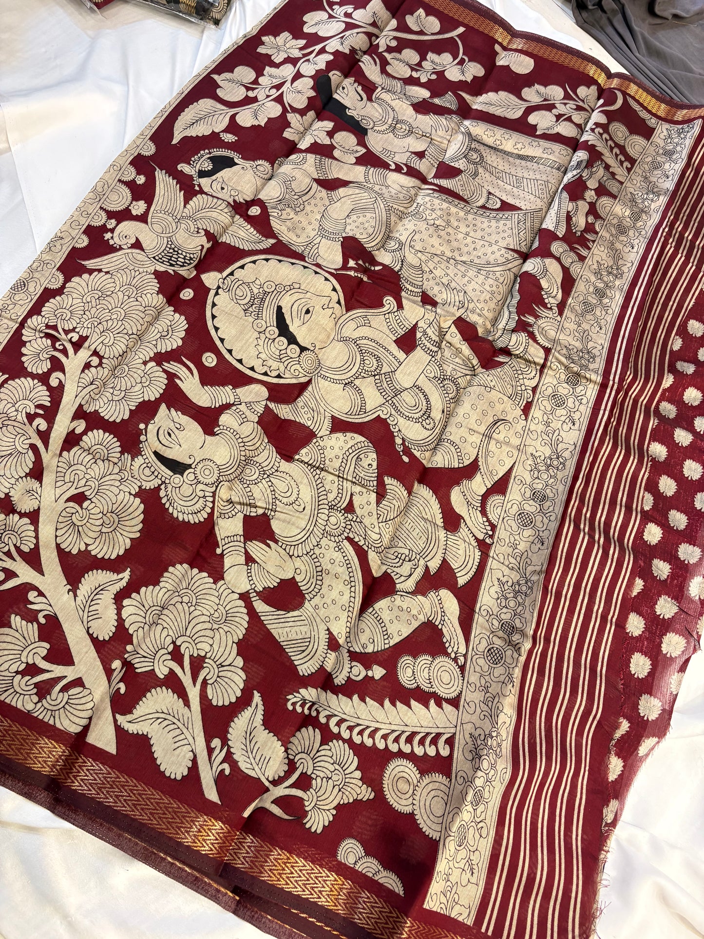SOFT COTTON SAREE WITH KALAMKARI PRINT
