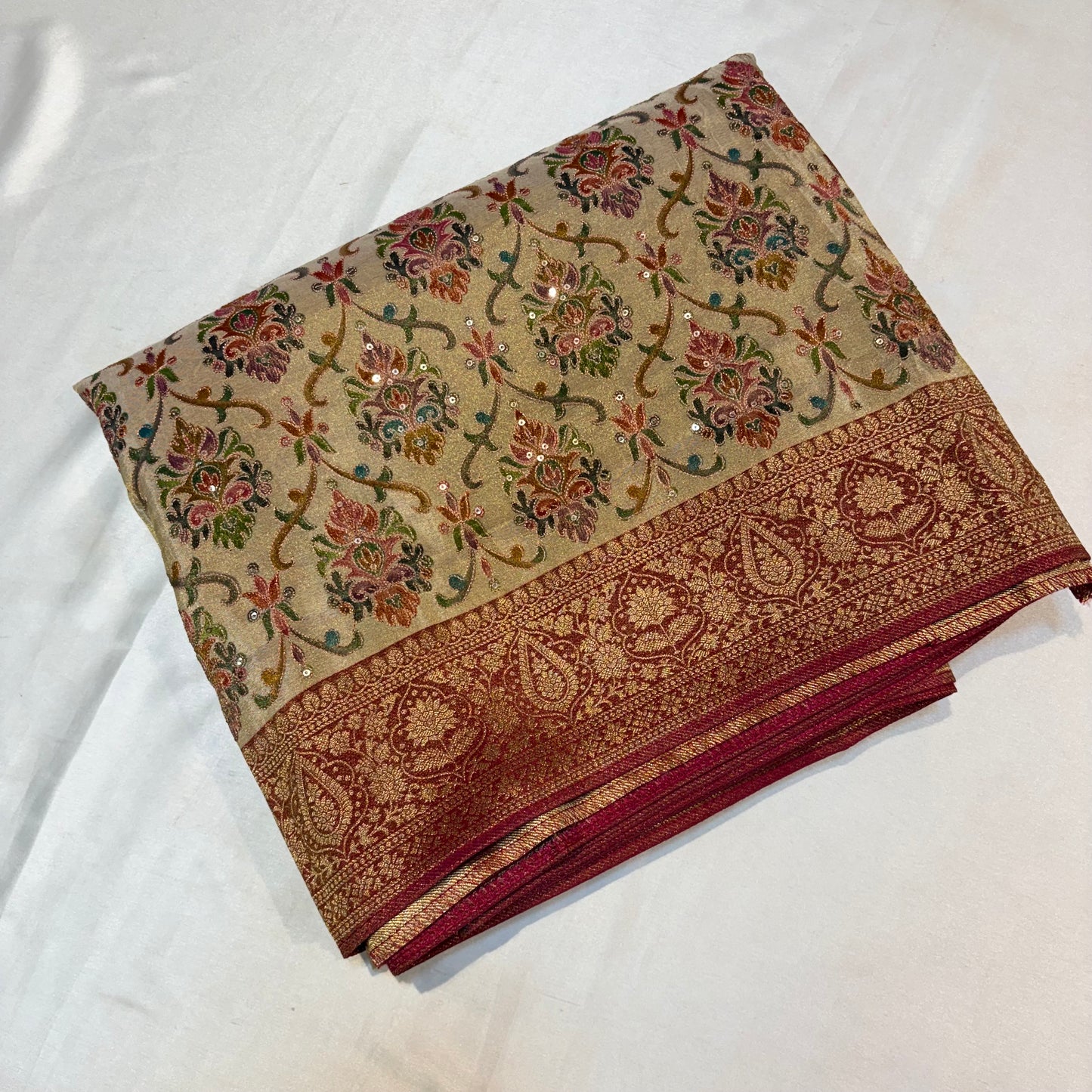 PURE PASHMEENA SILK SAREE WITH SEQUENCE WORK