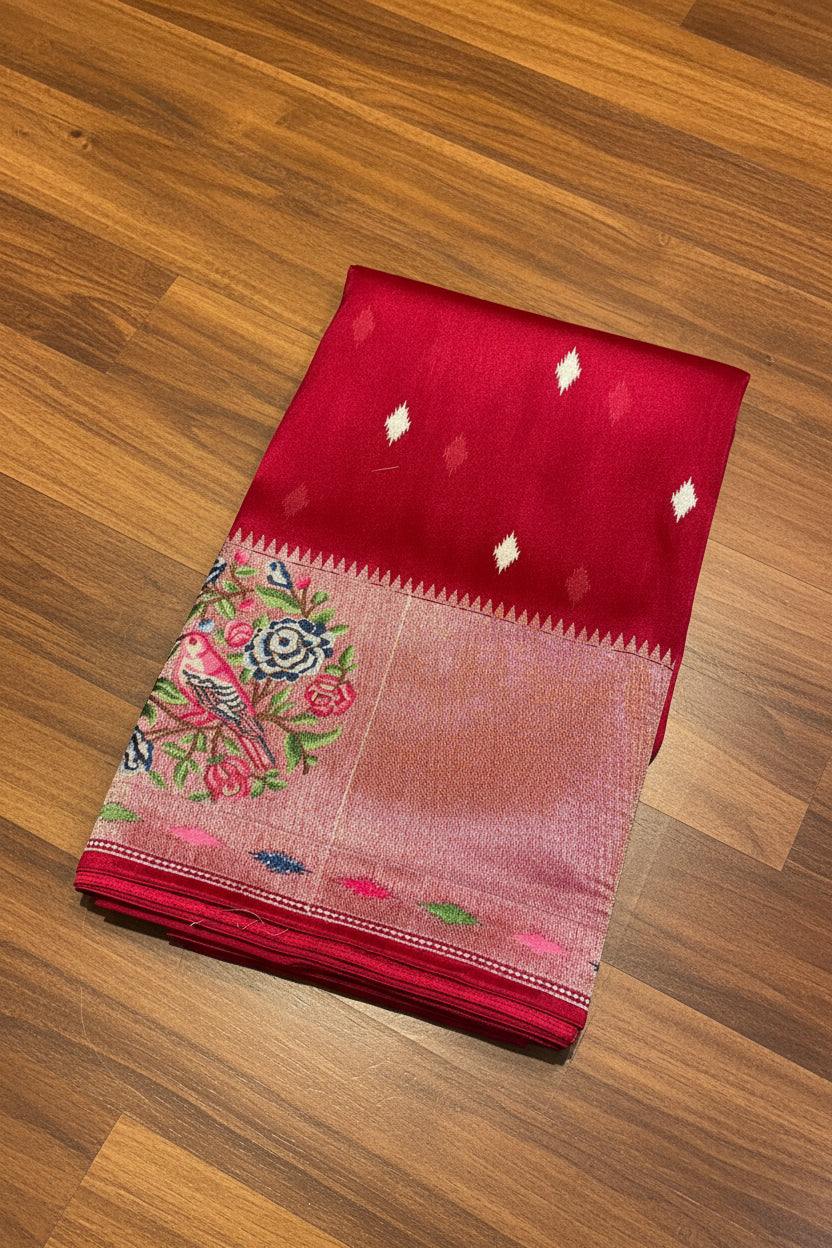 PURE SOFT TISSUE SAREE WITH EMBROIDERRY WORK
