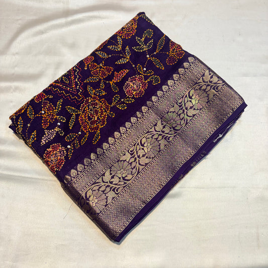 PREMIUM SOFT MOUNGA SILK WITH FRENCH KNOT WORK