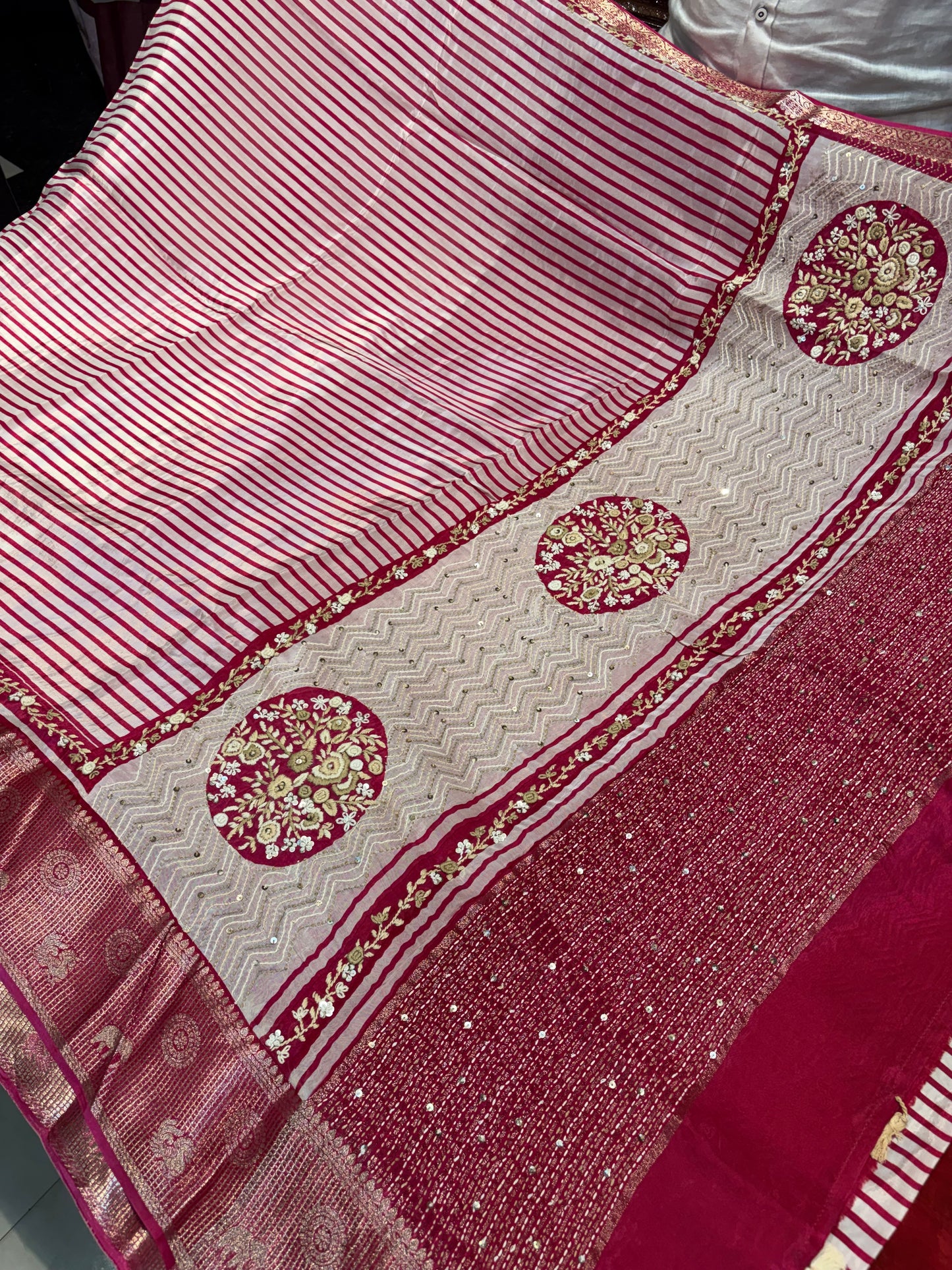 Premium Printed Creape Sarees with French knot work