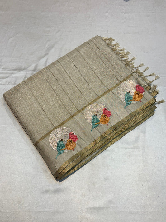 PREMIUM TUSSUR SILK SAREE WITH EMBROIDERY WORK