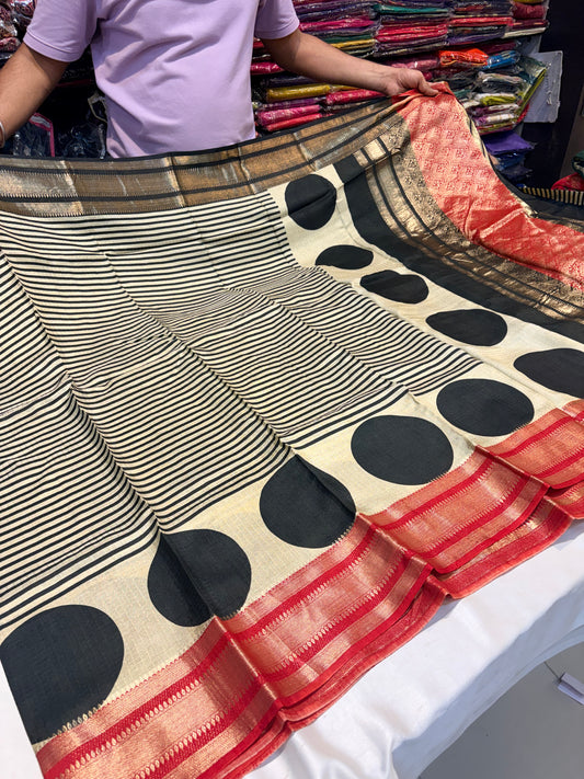 PREMIUM SOFT PRINTED CHANDERI SILK SAREE