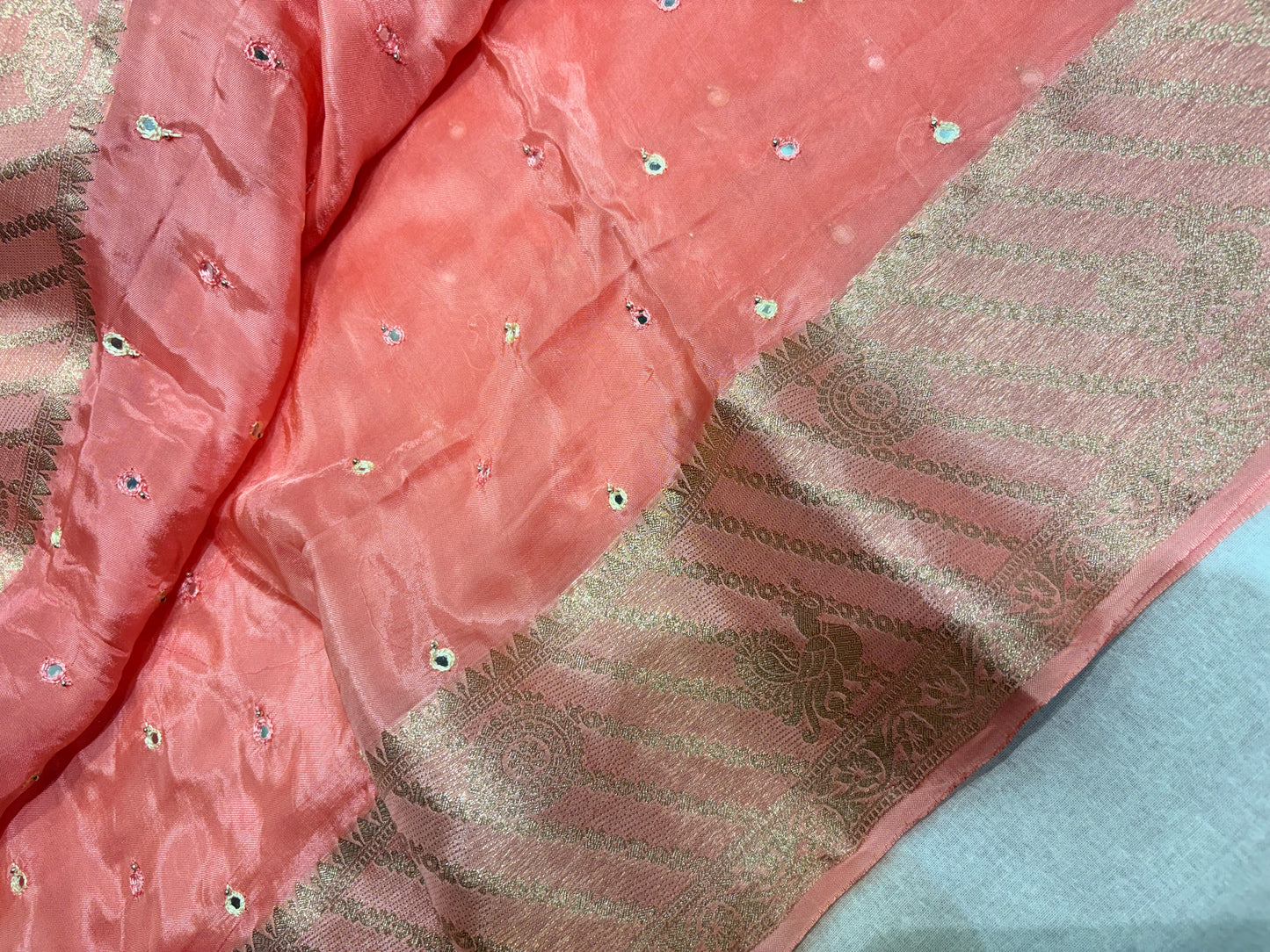 PREMIUM HO CREAPE SILK SAREES WITH MIROR WORK