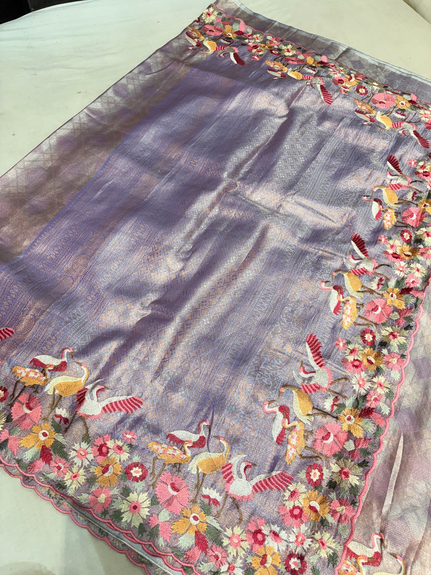 KANCHIPURAM TISSUE SILKS SAREE WITH EMBROIDERY WORK
